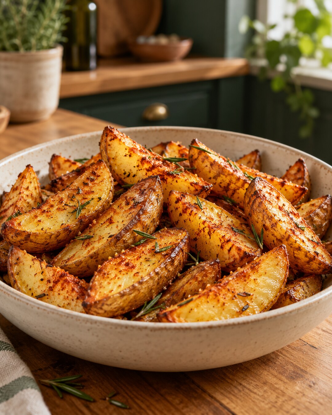 Batatas rústicas assadas com páprica e alecrim