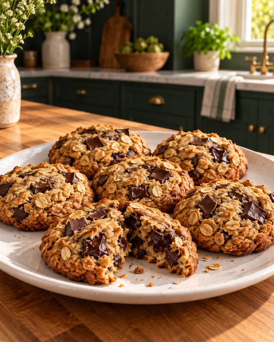 Cookies de aveia com chocolate