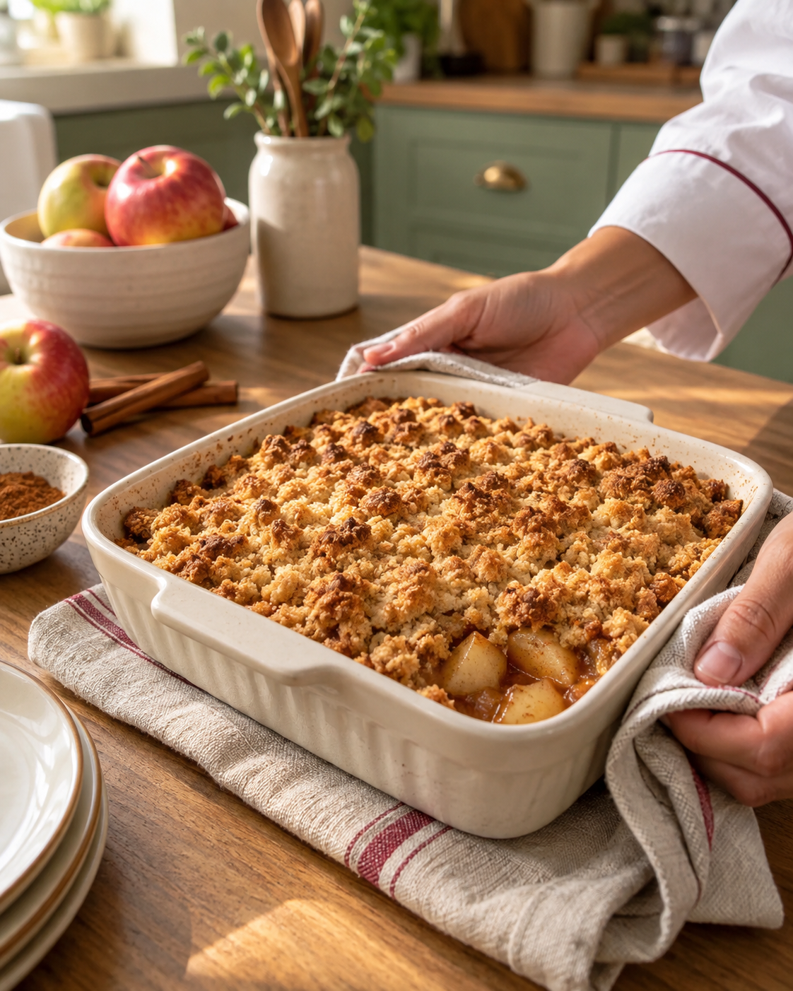 Crumble de maçã com canela