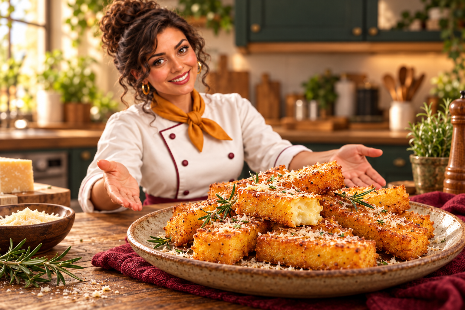Polenta frita crocante